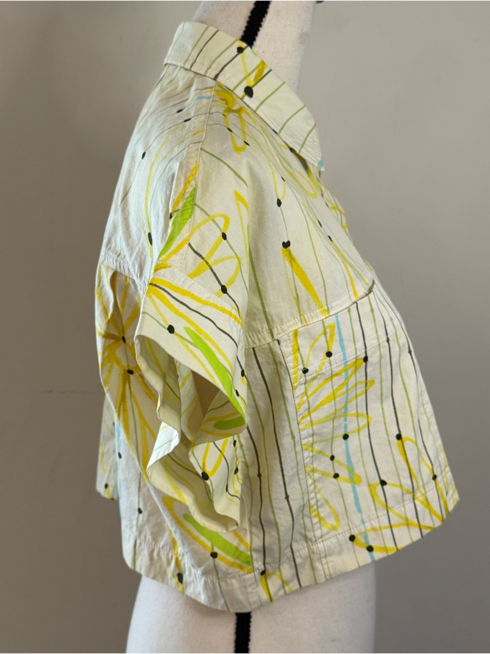 Zara yellow crop top flowers stripes polka dots SZ SM - Picture 2 of 13